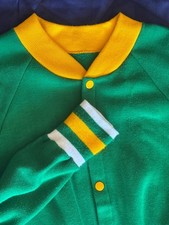 Vintage Cardigan Sportswear Jacket Green Yellow Pockets Snaps Made in USA