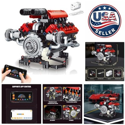 Interactive 660 PCS V8 Engine Building Kit   Illuminate Your Engineering Skills