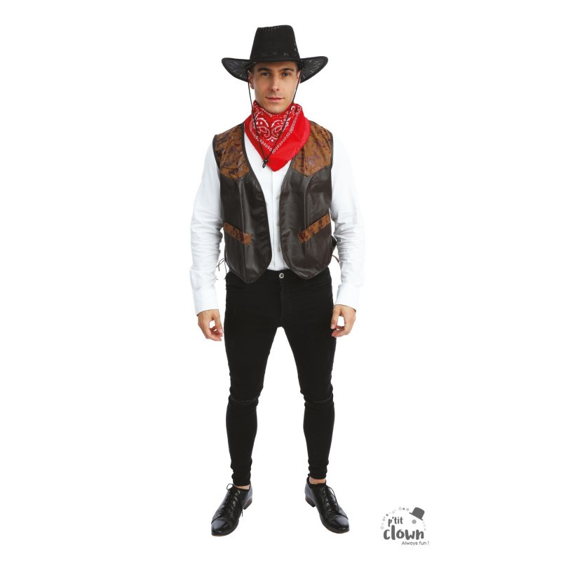 Gilet de cowboy marron sans manche costume taille unique