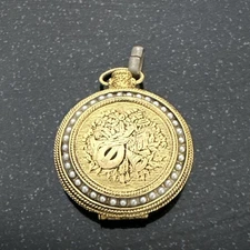 VTG Max Factor Madrigal Pocket Watch Powder Compact Vintage Pearls Mandolin