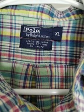 Polo Ralph Lauren Shirt XL Mens Madras Plaid Short Sleeve Button Down Cotton