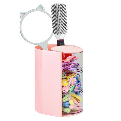 Luscinia Hair Accessories Organizer with Brush Holder, 3-Layer, Pink