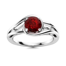 Solitaire 6MM Round Shape Garnet 925 Sterling Silver Infinity Ring For Women