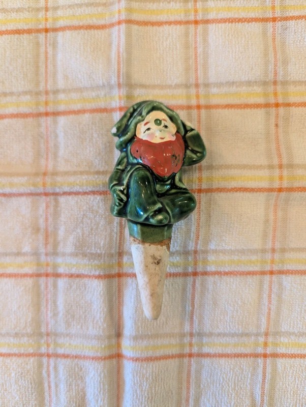 Price Import Hand Painted Leprechaun Ceramic Bottle Stopper w/ Cork 4 in