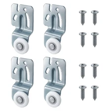 Top-Hung Sliding Door Hardware Kit, 4 Roller Wheels, Bypass Closet, 3/4-1-3/8