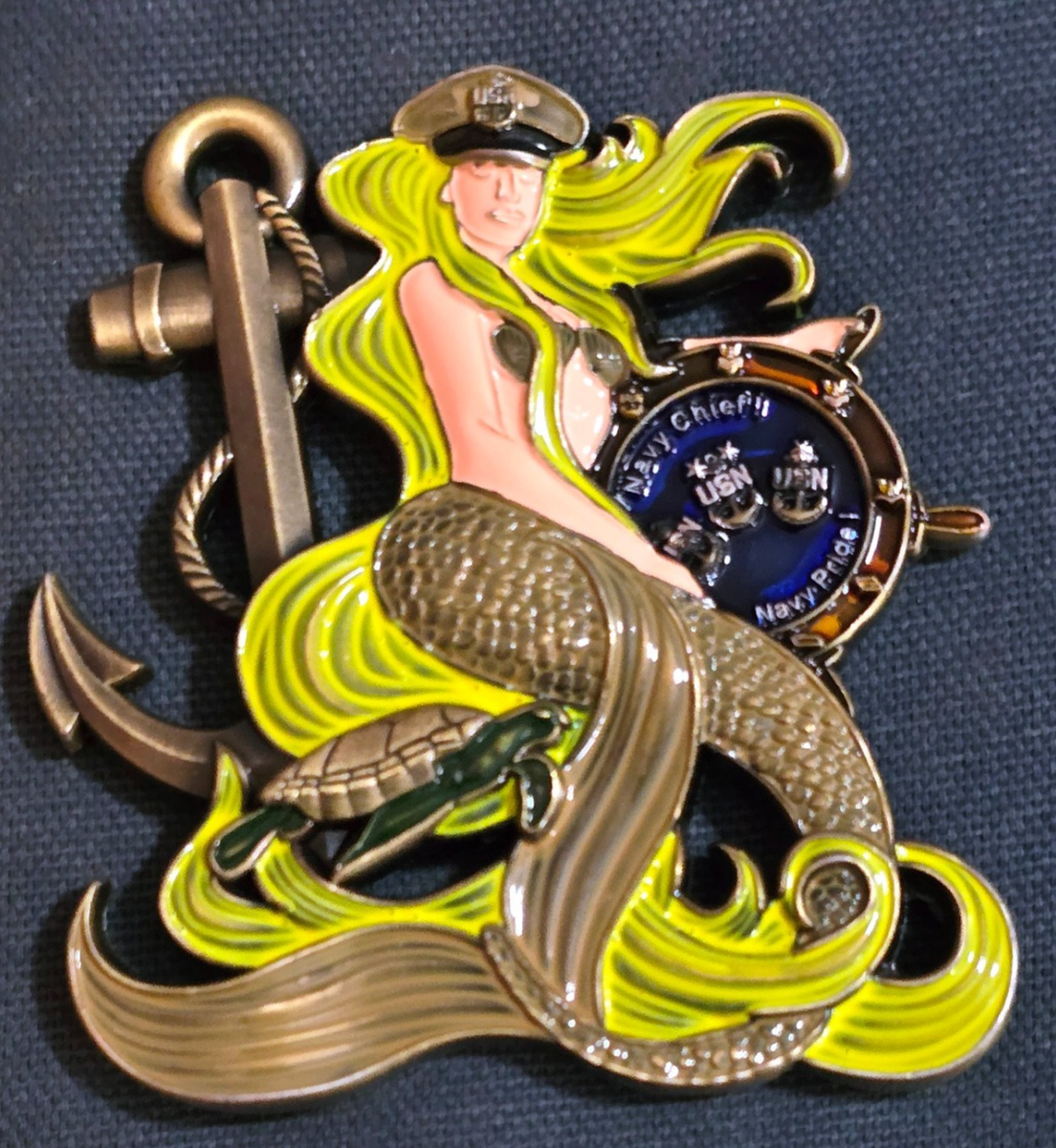 Awesome 3” USN Navy Chiefs Pride CPO Challenge Coin Mustang