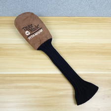 Vintage Taylor Made Titanium Driver Golf Club Head Cover Brown Suede Knit Sock