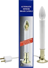 Creative Hobbies Electric Window Candle Lamp with Brass Plated / White 