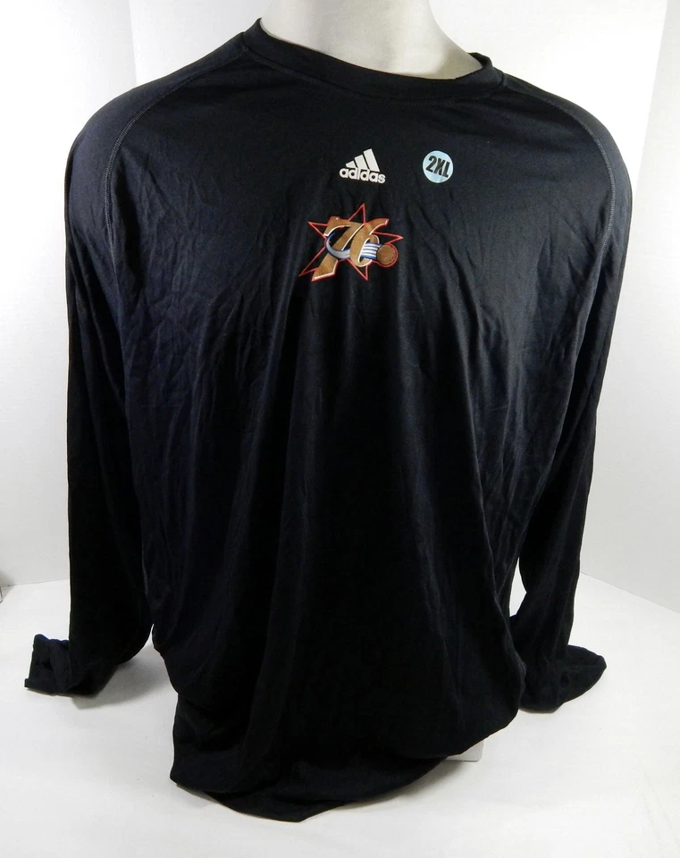 2000s Philadelphia 76ers Team Issued Black Long Sleeve Training Shirt 2XLT 55