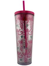2025 Starbucks x Roller Rabbit - Holiday Clear Tumbler Pink Monkeys Limited Ed