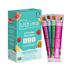Ultima Replenisher,Electrolyte Drink Mix Packets,Tropical Variety Pk, 8 Count.