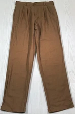Vintage Dockers Linen Blend Chino Pants Mens 32x34 Brown Pleated Preppy Y2K