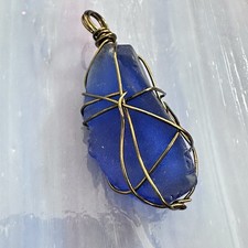 Pendant Handmade Necklace Colorful Beach Sea Glass Wire Wrapped 3035 P