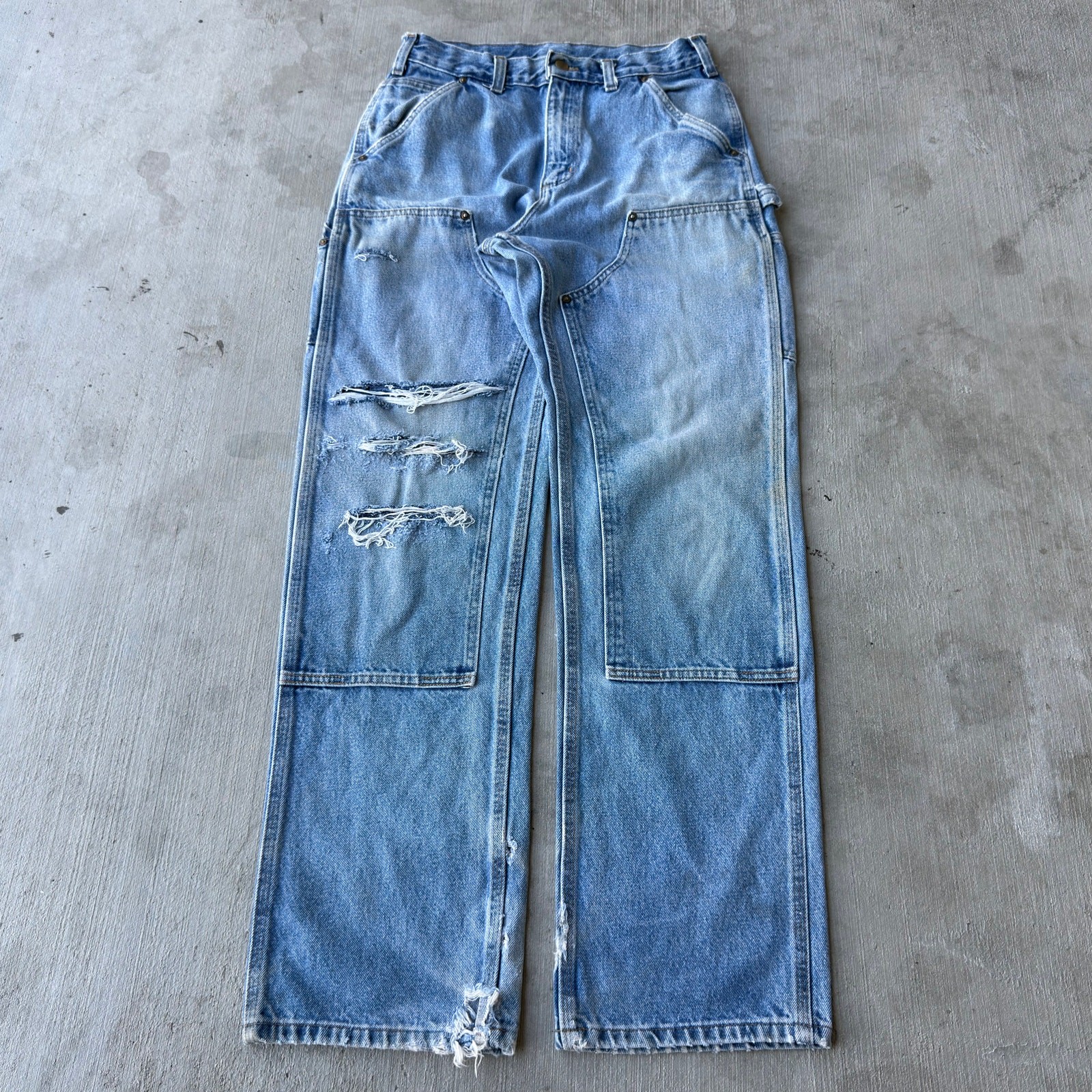 Vintage Y2K Carhartt denim blue jeans double knee work wear carpenter pants