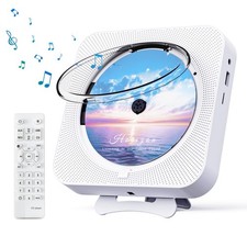 MICOCIOUS Bluetooth Portable Home CD Music Player with Remote Control, White