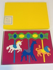 Vintage LAURI Crepe Foam Puzzle Animal Carousel 2861 w/ Original Box Tray