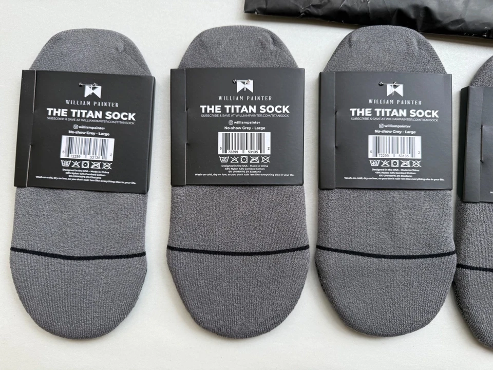 William Painter The Titan Running Sock No-Show Grey Large 6 Pair NWT – Free Ship - Image 2 of 4