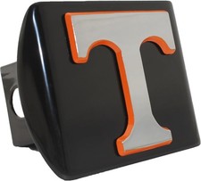 University of Tennessee Chrome with Orange Trim Black Metal Hitch Cover