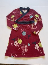 Tea Collection Girls Size 6 Hummingbird Wrap Red Floral Long Sleeve Dress