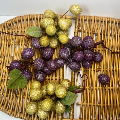 Sugared Green & Purple Grapes 4 Bunches Holiday Arrangements Bowl Filler