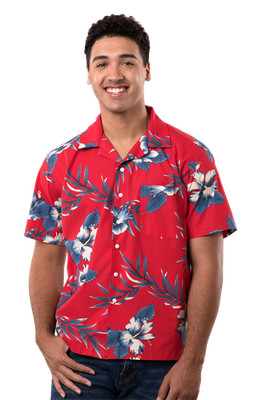 Blue Generation BG3106 Hibiscus Print Camp Shirt