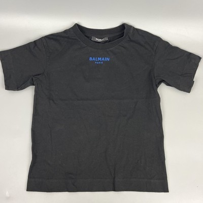 Balmain Parish Kids Printed Logo Black & Blue Crewneck T-shirt Size 4y