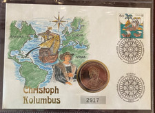 Deutschland Dom. Rep. Numisbrief 1992 1 Peso M&uuml;nze Christoph Kolumbus KM82 6-3