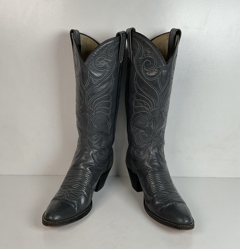 Vintage Dan Post Grey Cowgirl Boots 6 C USA Made - Picture 10 of 22