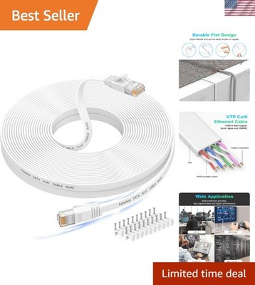50 ft Cat 6e Ethernet Cable - Flat High-Speed LAN Wire for Modem, PS4 & More