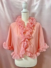 Vintage 1960s 1970s St Michael Nylon Ruffle Lingerie Top Made in Great Britain