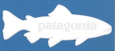 BRAND NEW PATAGONIA WHITE TROUT STICKER DECAL APPROX. 8"x 3"