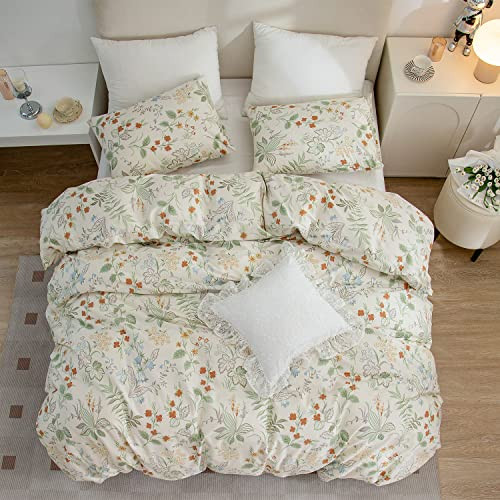 Floral Duvet Covers Queen, 100% Cotton Queen(90"x90") Floral-r (No Comforter) - Picture 6 of 8