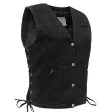 LVAD Gear Women’s Black Denim Vest for HeartMate with controler battery pockets