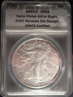 2008-W American Silver Eagle Burnished Reverse of 2007 ANACS 69
