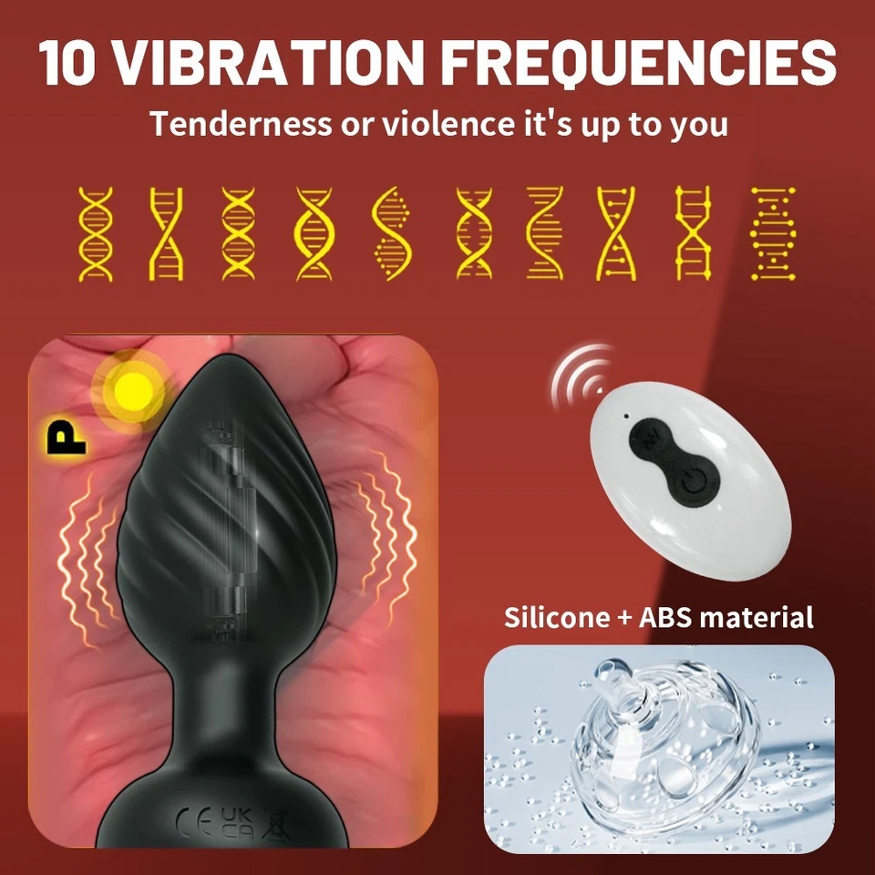 Anal Vibrator Butt Plug Beads Prostate Massager Vibrator Sex Toys Remote Control - Image 2 of 4