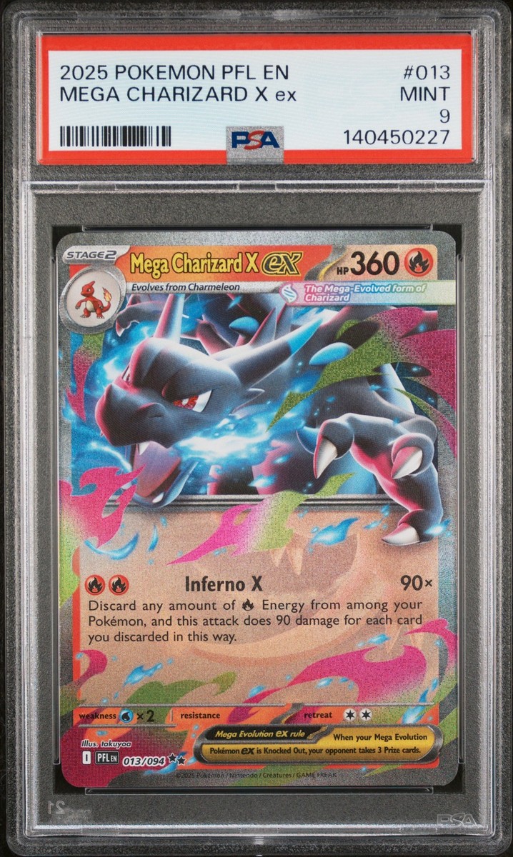 PSA 9 Mega Charizard X Ex #013 2025 Pokemon Phantasmal Flames