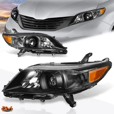 For 11-20 Sienna XL30 SUV Headlight/Lamp Black Housing Clear Lens Amber Corner
