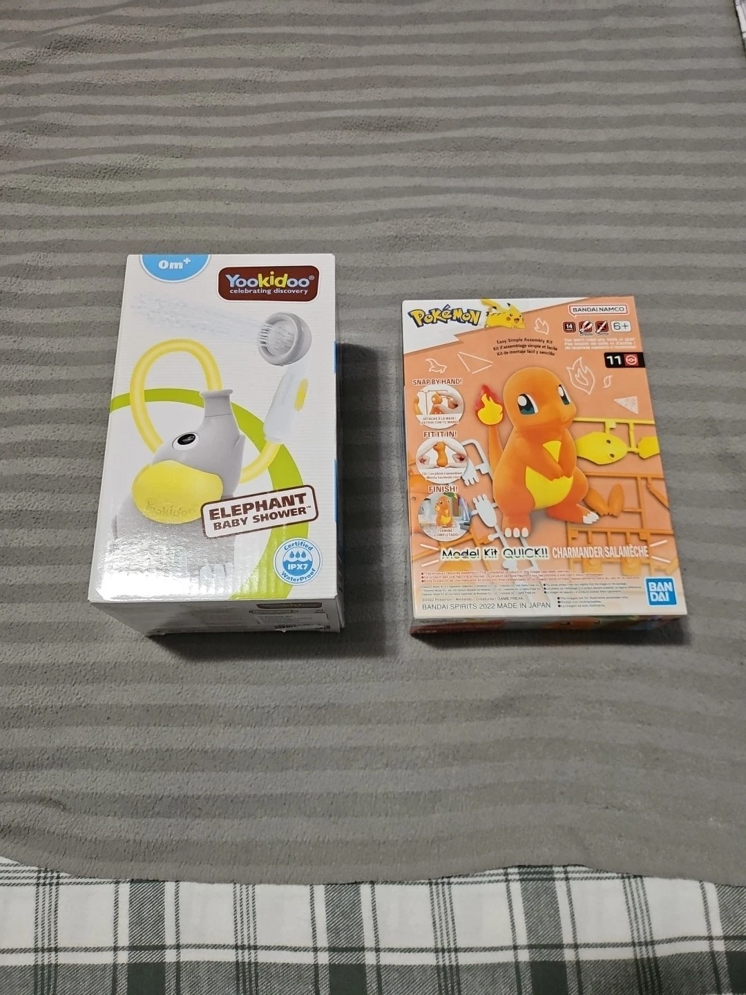 Yookidoo Elephant Baby Shower Bath Toy Gray/Yellow & Pokémon Model Kit New Box