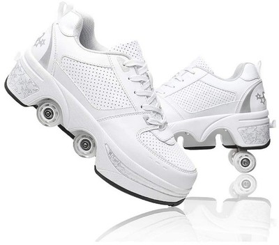Kick Roller Skates Double-Row Retractable Deformation Shoes That