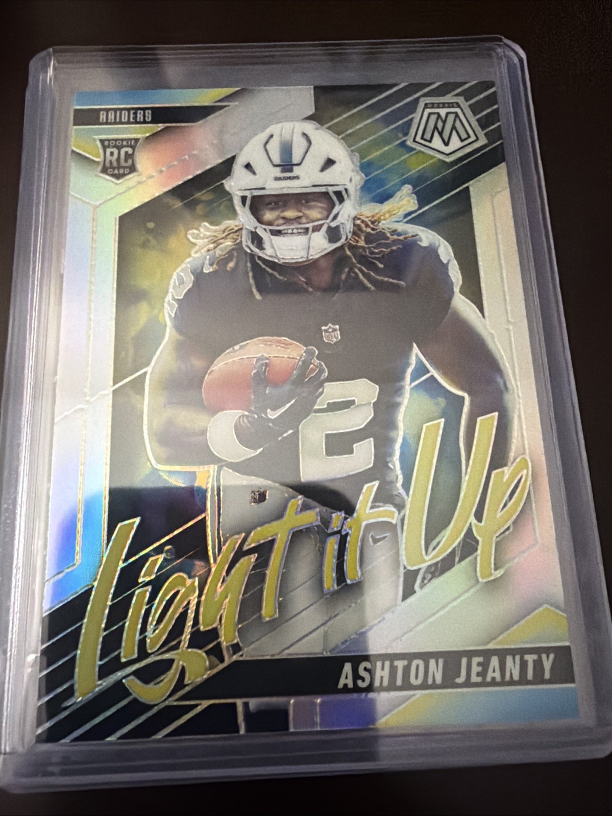 2025 Panini Mosaic - Light It Up Mosaic Ashton Jeanty #13 Silver Prizm (RC)
