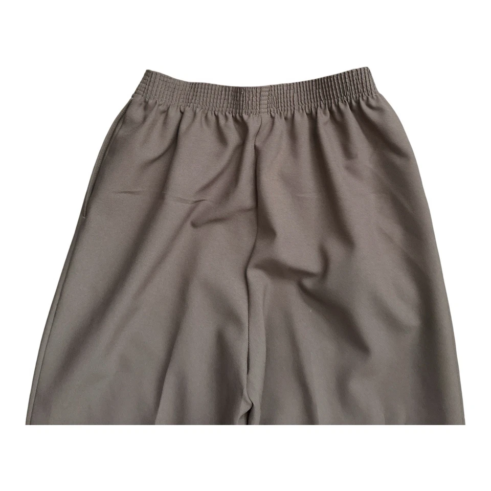 Pantalones de tiro alto vintage ALIA para mujer talla 10 marrón topo cintura elástica Foto 4 de 4