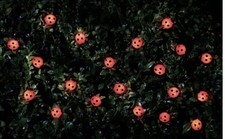 NEW 30 INSECT LADYBIRD SOLAR POWER STRING GARDEN STATIC & FLASHING LED LIGHTS