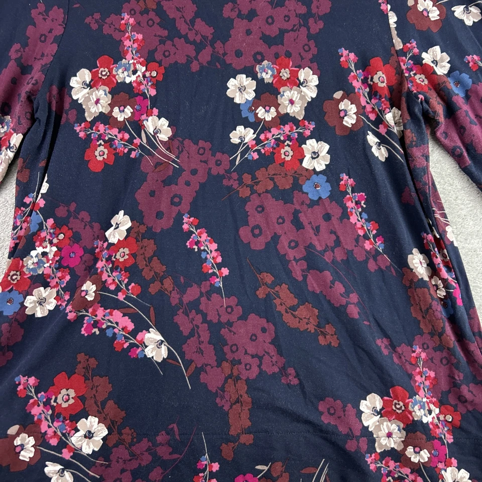 Blusa floral azul oscuro mediana Jill Wearever camisa manga 3/4 coqueta cabaña Foto 4 de 4