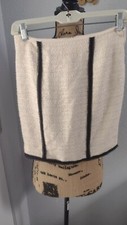 Bebe Cream With Black Trim Tweed Skirt