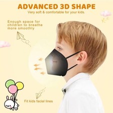 1-200 Kid Child Boy Disposable Black KN95 Face Mask 5Layer C.E Approval FFP 95 
