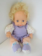 Vintage 1992 Tyco Magic Feeding Baby Doll Soft Body Purple NO ACCESSORIES