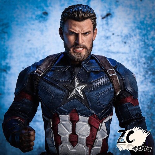 1/6 Angry Howl Beard Captain America Steve Rogers Kopfskulptur für 12 Zoll Figur - Bild 5 von 9