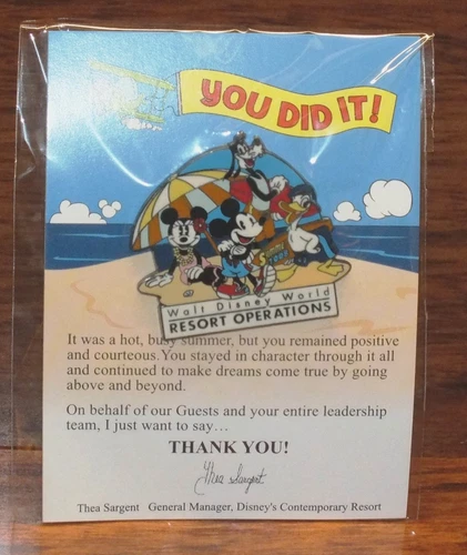 Walt Disney World Resort Operations Summer of 2008 1 1/2" Collectible Pin! *NEW*