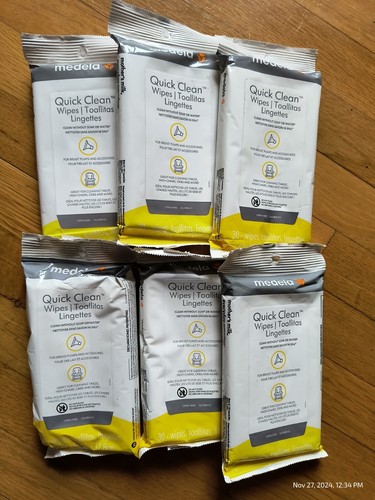 180 Medela Quick Clean Wipes Breast Pump/Accessory Wipes On the Go 6 Packs Of 30 - Picture 2 of 5