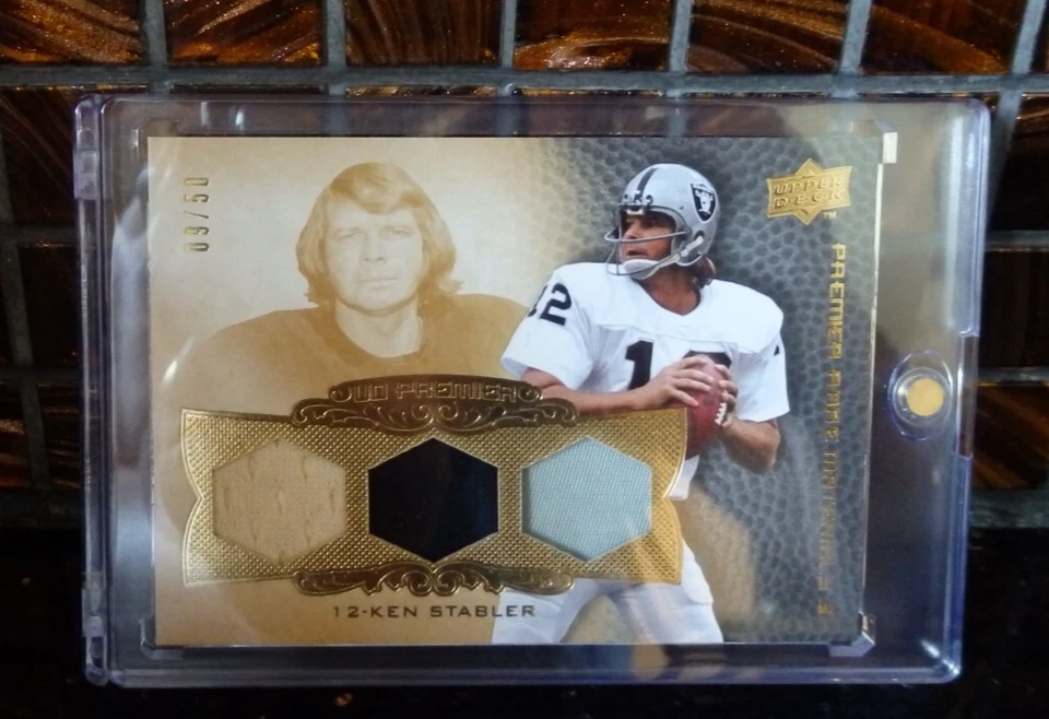 Ken Stabler 2008 Upper Deck Premier Gold SNAKE GAME WORN ALL RAIDERS JERSEY CLRS - Image 2 of 4